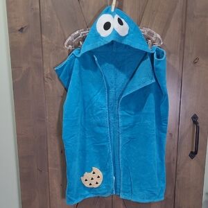 Sesame Street For Nod Bright Blue Cookie Monster Hooded Towel